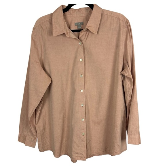 J.Jill Stylish Tan Button-Up Shirt Size Large - Picture 1 of 11